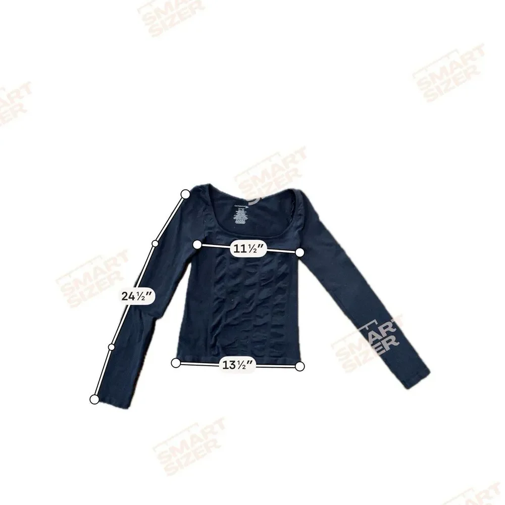 Intimately Free People Ruched Long Sleeve Top M/L Black Square Neck Stretch USA